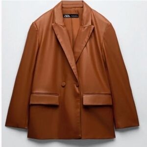 Zara Faux Oversized Leather Blazer NWT